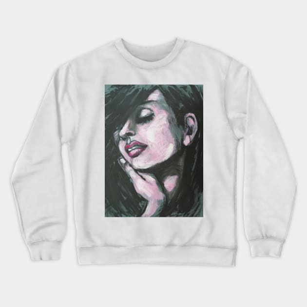 Melancholy - Portrait Of A Woman Crewneck Sweatshirt by CarmenT